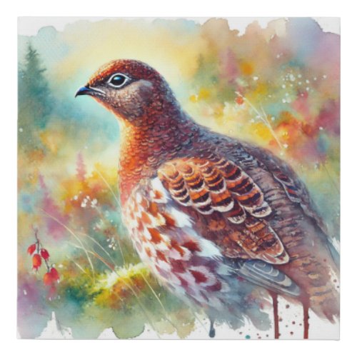 Hazel Grouse 250624AREF108 _ Watercolor Faux Canvas Print