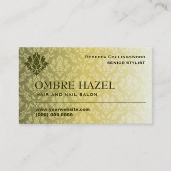 Hazel Ombre Damask Business Card by starstreambusiness at Zazzle