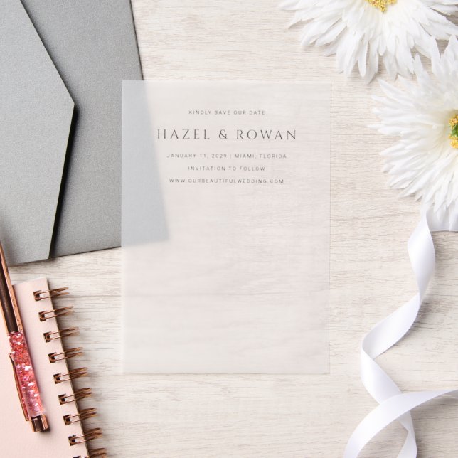 Hazel Photo Modern Wedding Save the Date Vellum Invitations (Wedding)