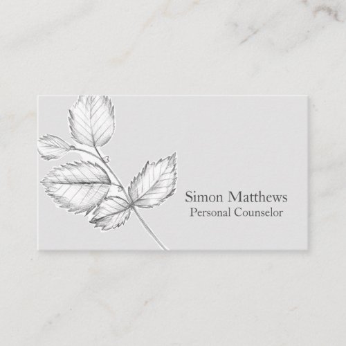 Hazel Tree Leaves Botanical Pencil Drawing Grey Business Card