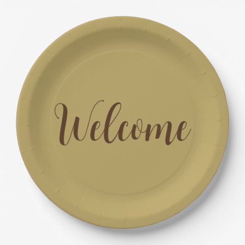 Hazelnut Color Welcome Professional Name Template Paper Plates