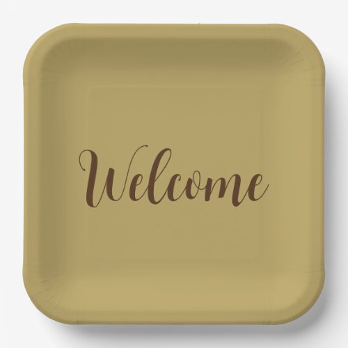 Hazelnut Color Welcome Professional Name Template Paper Plates