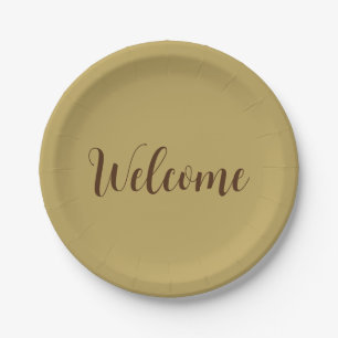 Hazelnut Color Welcome Professional Name Template Paper Plates
