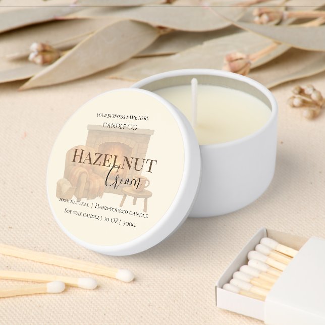 Hazelnut Cream | Cozy Neutral Soy Candle Label Mini Candle Favors (Insitu)