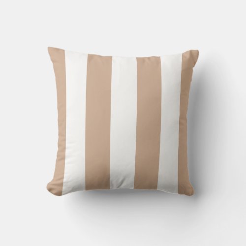 Hazelnut Latte and White Striped Throw Pillow