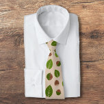 Hazelnuts Pattern Neck Tie<br><div class="desc">A man's tie with a pattern of hazelnuts and its green leaves on a light brown background. A lovely gift for a lover of nuts,  a vegan,  etc.</div>