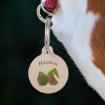 Hazelnuts Pet Tag<br><div class="desc">A pet tag for your dog or cat with hazelnuts and its green leaves on a light brown background. You can personalize it with a name and a phone number.</div>