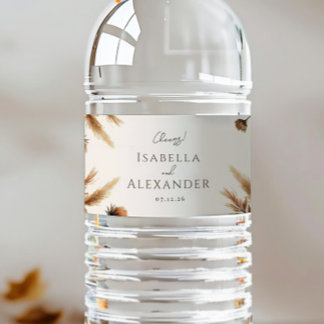 Hazelwood Watercolor Fall Floral Wedding Water Bottle Label