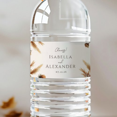 Hazelwood Watercolor Fall Floral Wedding Water Bottle Label