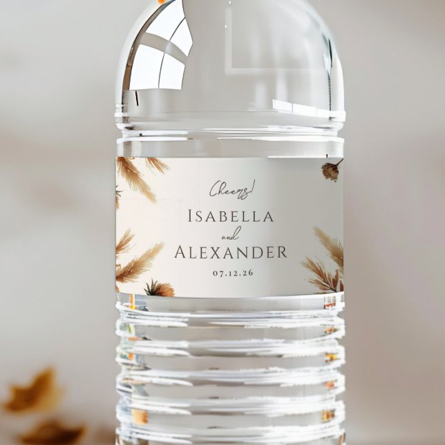 Hazelwood Watercolor Fall Floral Wedding Water Bottle Label (Creator Uploaded)