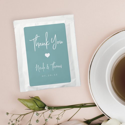 Hazy Aqua  Personalized Wedding Favor Tea Bag Drink Mix