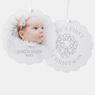 Hazy Baby’s First Christmas Photo Ornament Card