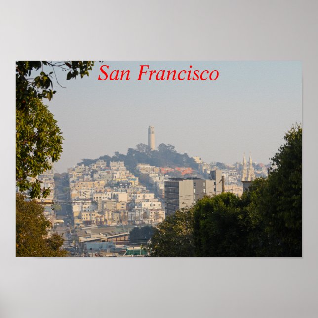 Hazy Coit Tower, San Fancisco, California Poster (Front)