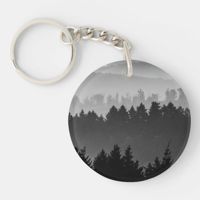 Hazy Forest Landscape Photo Keychain (Front)