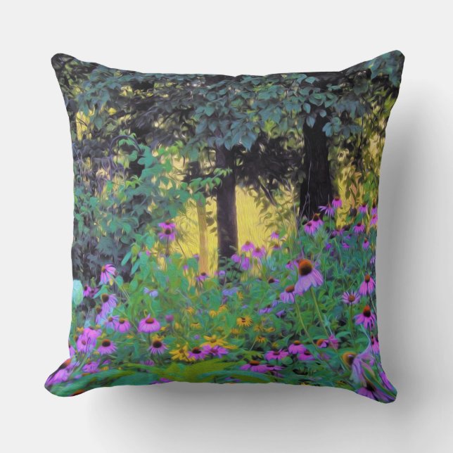 Hazy Morning Sunrise in My Rubio Garden Throw Pillow (Front)