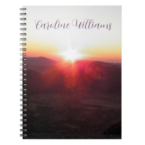 Hazy Mountain Sunset Custom Name Notebook