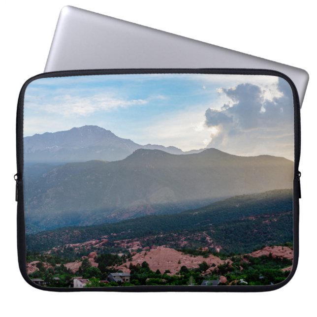 Hazy Pikes Peak Sunset Laptop Sleeve Case (Front)