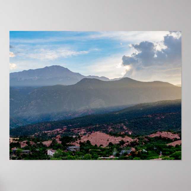 Hazy Pikes Peak Sunset Poster (Front)