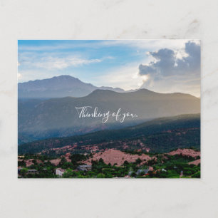 Hazy Pikes Peak Sunset Thinking Of You Postcard