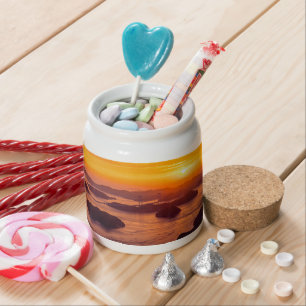 Hazy sunset on Kurushima Kaikyo Bridge and Kurushi Candy Jar