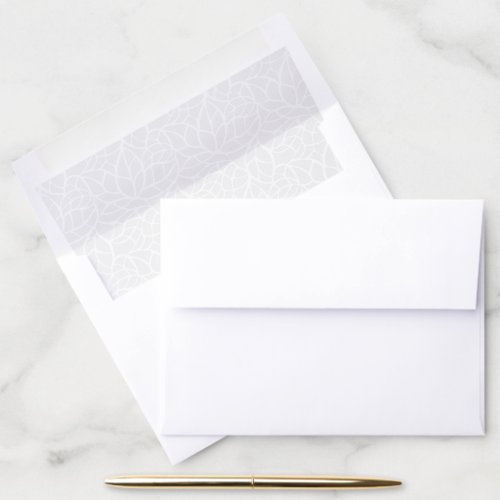 Hazy White Leaf Outline Pattern Wedding Envelope Liner