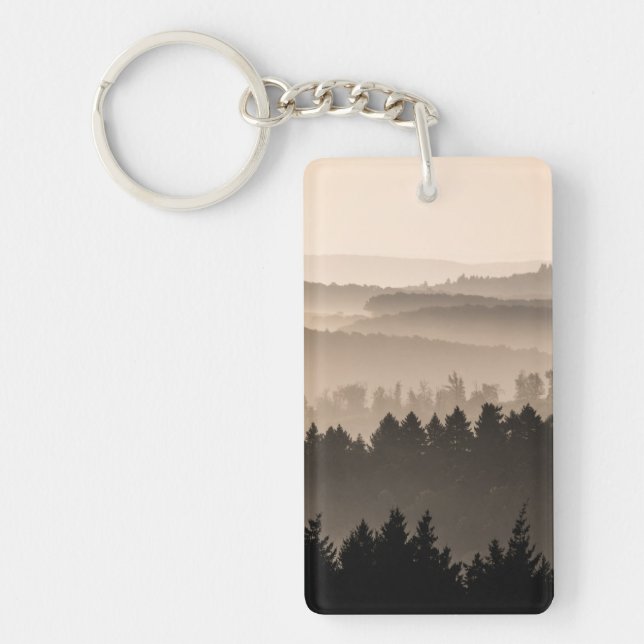 Hazy Woodland Hills Landscape Photo Keychain (Front)