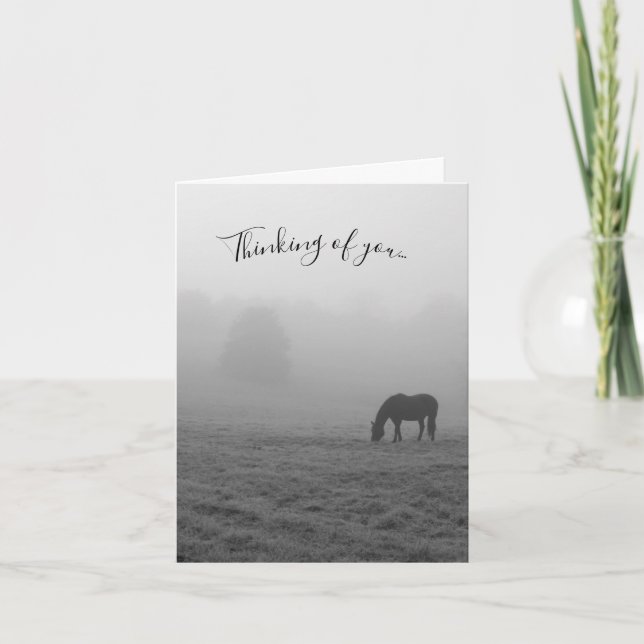 Hazzy Grazing Grayscale Thinking Of You Card (Front)