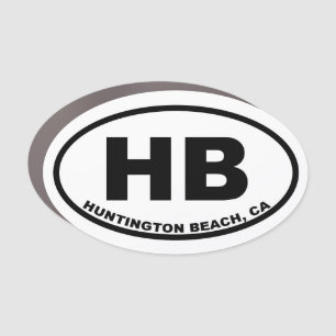 HB Huntington Beach Oval Car Magnet