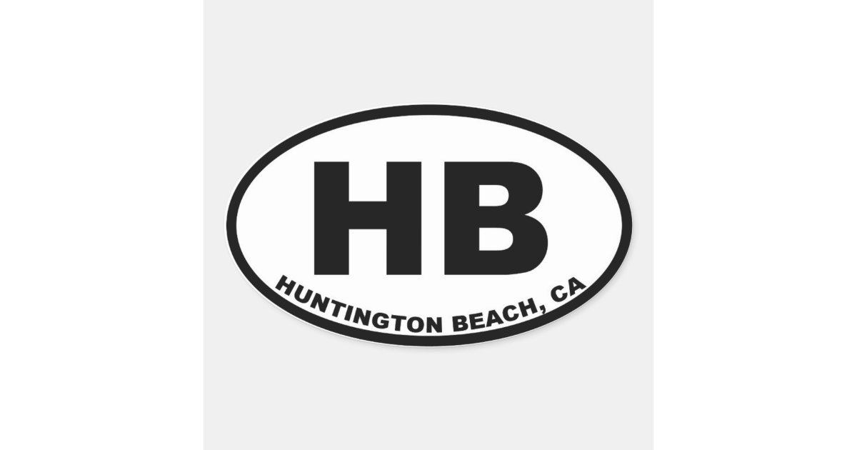 HB Huntington Beach oval Oval Sticker | Zazzle