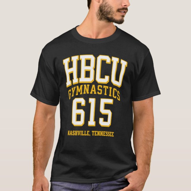 HBCU Gymnastics 615 Area Code Nashville TN T-Shirt (Front)