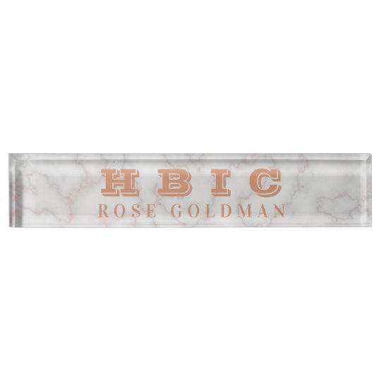 Hbic Modern Rose Gold Marble Stone Luxury Desk Name Plate Zazzle Com