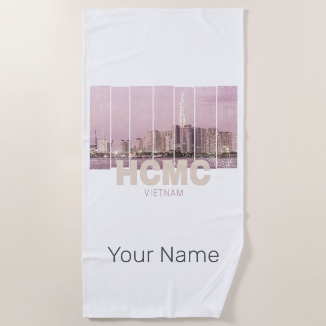 HCMC Saigon (Ho-Chi-Minh-City) Skyline Vietnam Beach Towel (Front)