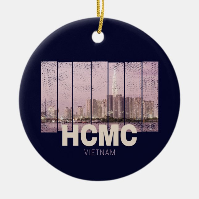 HCMC Saigon (Ho-Chi-Minh-City) Skyline Vietnam Ceramic Ornament (Front)