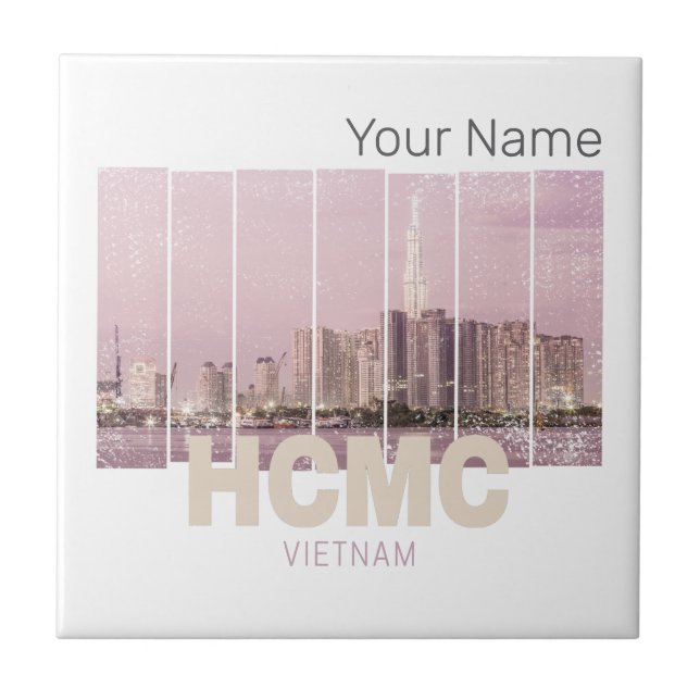 HCMC Saigon (Ho-Chi-Minh-City) Skyline Vietnam Ceramic Tile (Front)