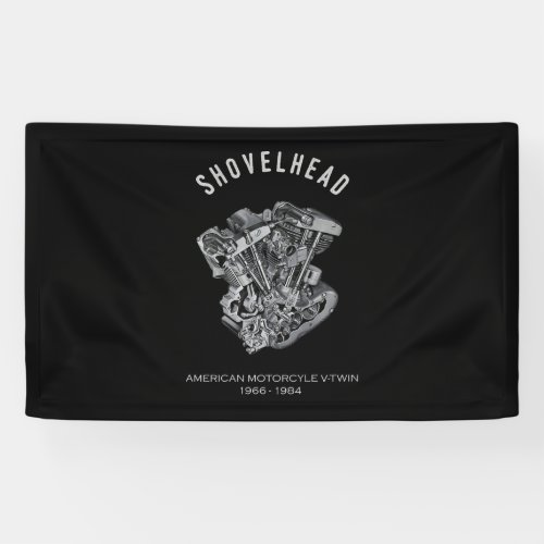 HD Motorcycle Vtwin Shovelhead Engine Drawing Bike Banner