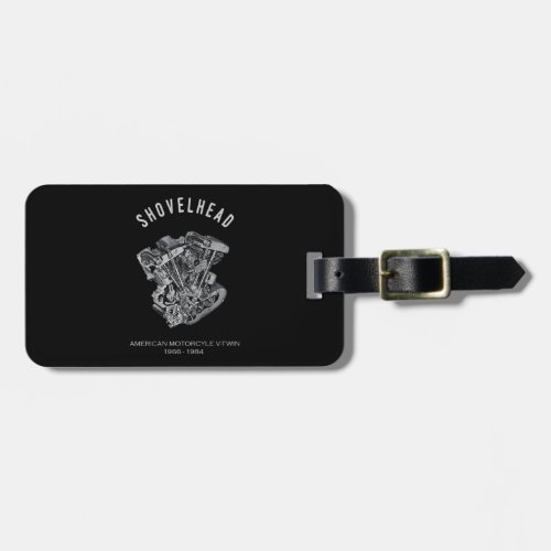 HD Motorcycle Vtwin Shovelhead Engine Drawing Bike Luggage Tag