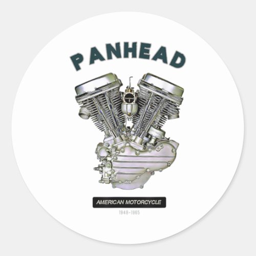 HD PanHead Retro V_Twin Engine Motorcycle 48 _65 b Classic Round Sticker
