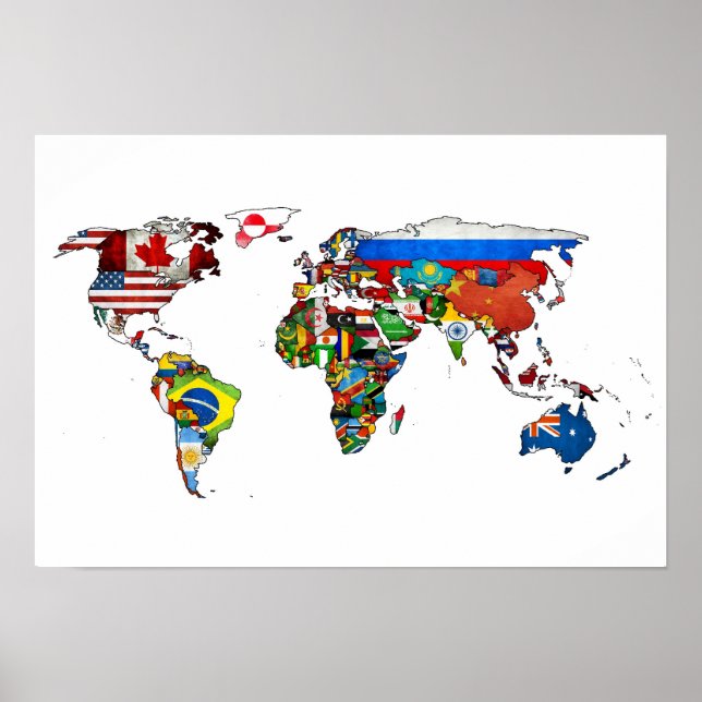 HD World Flags Map Poster (Front)