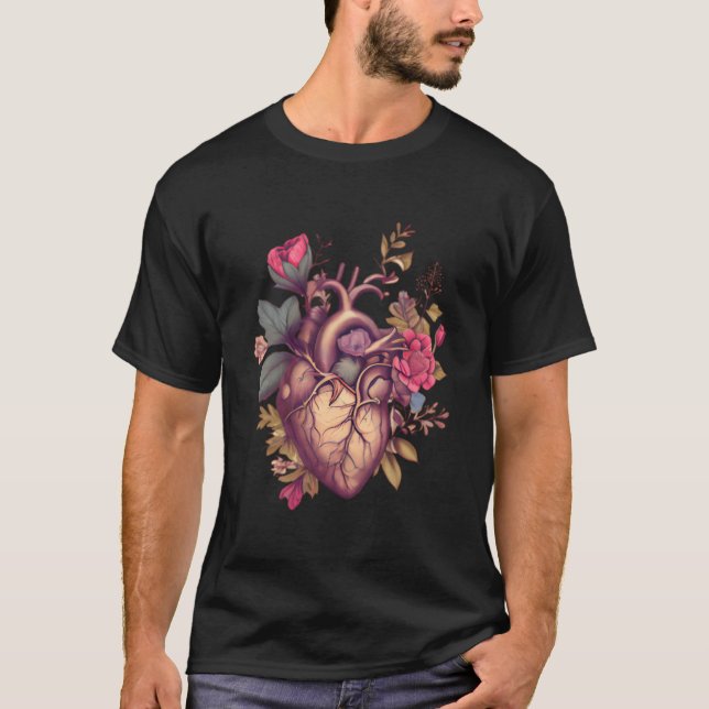 He Anatomy With Flowers T-Shirt (Front)