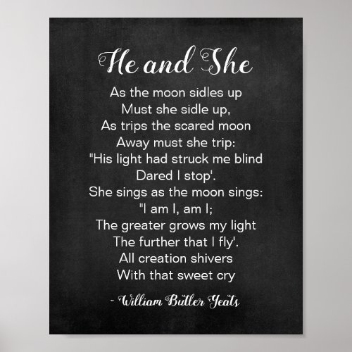 He and She Poem Black and White Poster