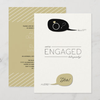 He Asked & She Said Yes! Chic Engagement Party Invitation