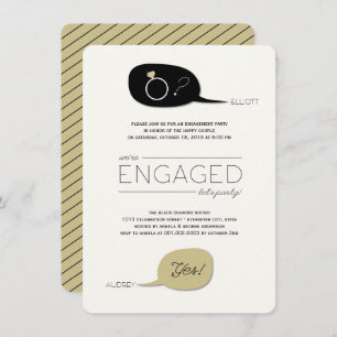 He Asked & She Said Yes! Chic Engagement Party Invitation