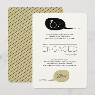 He Asked & She Said Yes! Chic Engagement Party Invitation