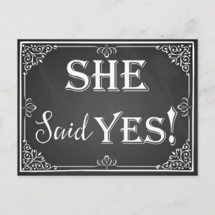 He asked she said "Yes" engagement card photo prop
