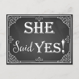 He asked she said "Yes" engagement card photo prop
