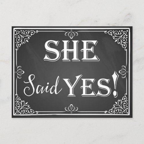 He asked she said Yes engagement card photo prop
