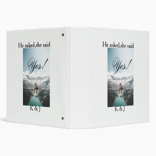 He asked she said yes engagement photo name stylis 3 ring binder