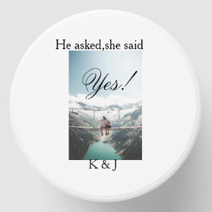 He asked she said yes engagement photo name stylis mini candle favors