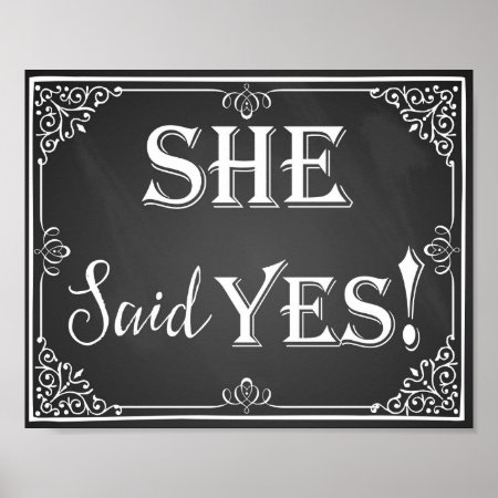 He Asked She Said Yes Engagement Photo Prop Sign