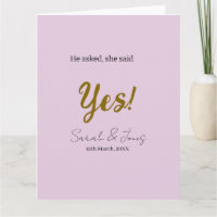 He asked she said yes engagement simple gold purpl